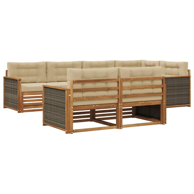 vidaXL Outdoor-Sofagarnitur mit Kissen 7 Stk Natur und Beige 3383471