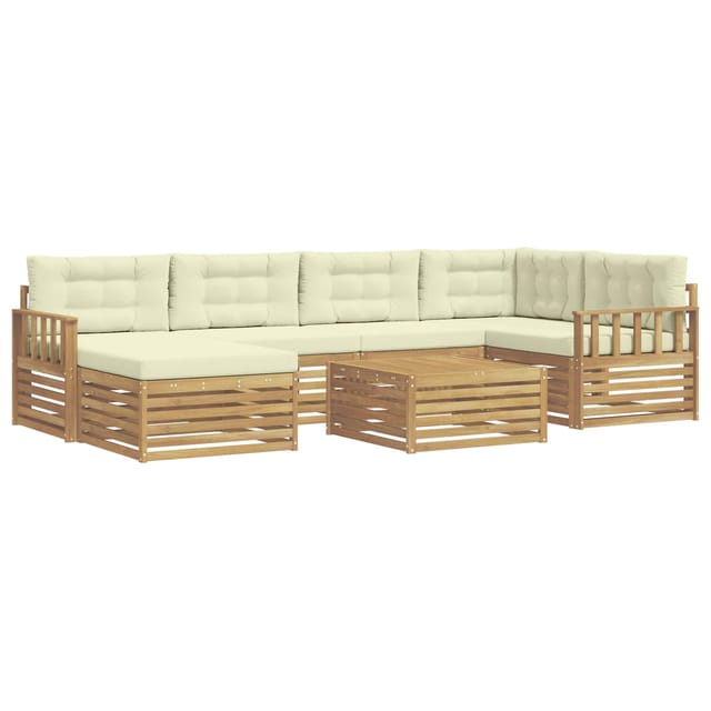 vidaXL Outdoor-Sofagarnitur mit Kissen 7 Stk Weiß und Creme 3390795
