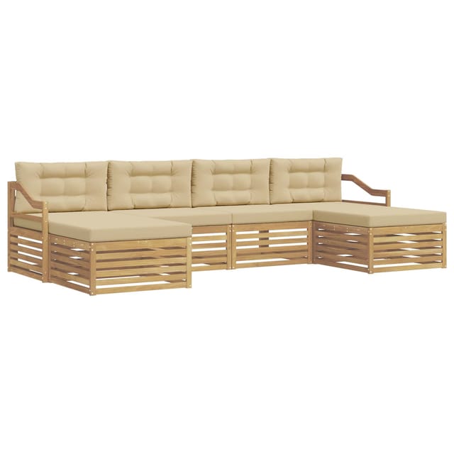 vidaXL Outdoor-Sofagarnitur 6 Stk Weiß und Beige 325 x 162,5 x 73 cm 3390943