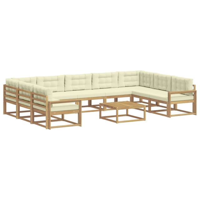 vidaXL Outdoor-Sofagarnitur mit Kissen 10 Stk Weiß und Creme 3387074