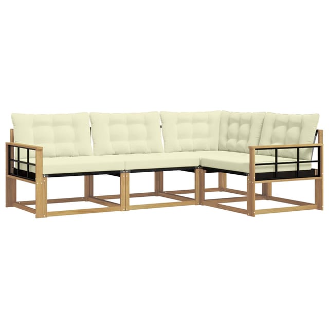vidaXL Outdoor-Sofagarnitur mit Kissen 4 Stk Weiß und Creme 3388640