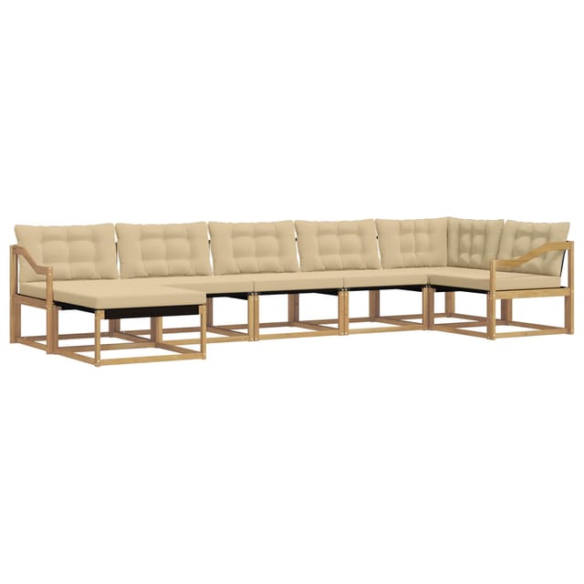 vidaXL Outdoor-Sofagarnitur mit Kissen 7 Stk Weiß und Beige 3388911