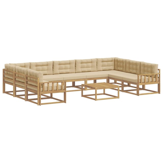 vidaXL Outdoor-Sofagarnitur mit Kissen 10 Stk Weiß und Beige 3387067