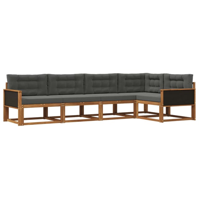 vidaXL Outdoor-Sofagarnitur mit Kissen 5 Stk Natur und Anthrazit 3382555