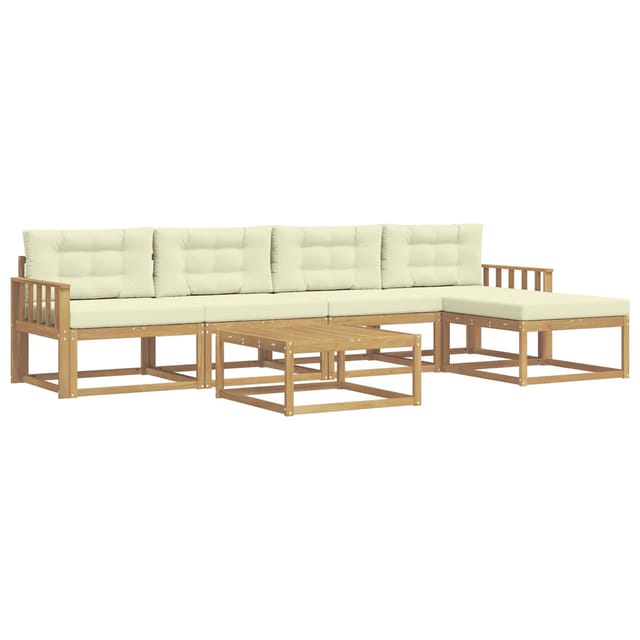 vidaXL Outdoor-Sofagarnitur 6 Stk Weiß und Creme 79 x 79 x 37 cm 3386334