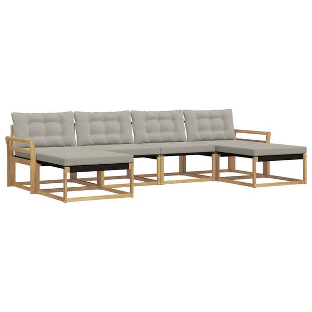 vidaXL Outdoor-Sofagarnitur mit Kissen 6 Stk Weiß und Hellgrau 3388949