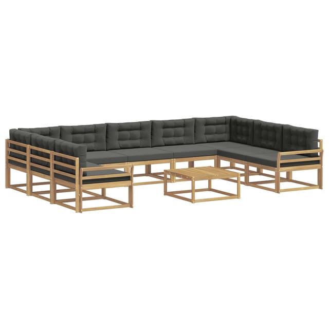 vidaXL Outdoor-Sofagarnitur mit Kissen 10 Stk Weiß und Anthrazit 3387071