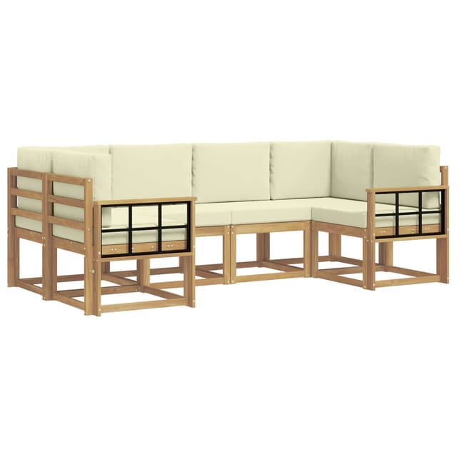 vidaXL Outdoor-Sofagarnitur mit Kissen 6 Stk Weiß und Creme 3388129