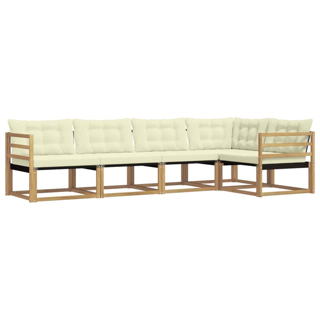vidaXL Outdoor-Sofagarnitur mit Kissen 5 Stk Weiß und Creme 3388672
