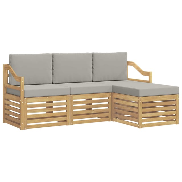 vidaXL Outdoor-Sofagarnitur 4 Stk Weiß und Hellgrau 3391651