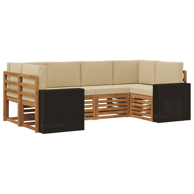 vidaXL Ecksofa Set mit Kissen 6 Stk Natur und Beige Polyester 3384784