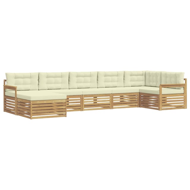vidaXL Outdoor-Sofagarnitur mit Kissen 7 Stk Weiß und Creme 3390830