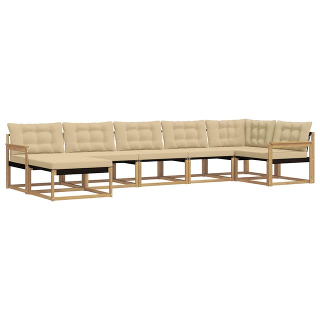 vidaXL Outdoor-Sofagarnitur mit Kissen 7 Stk Weiß und Beige 3388895