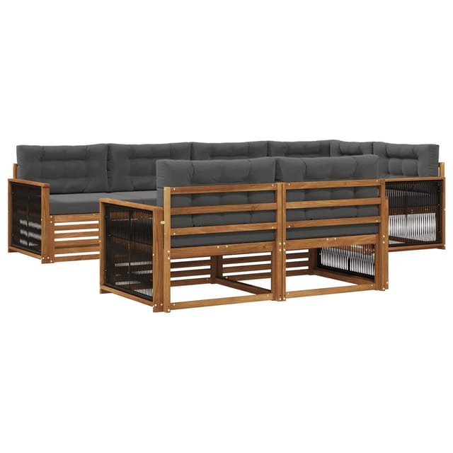 vidaXL Outdoor-Sofagarnitur mit Kissen 7 Stk Natur und Anthrazit 3383475
