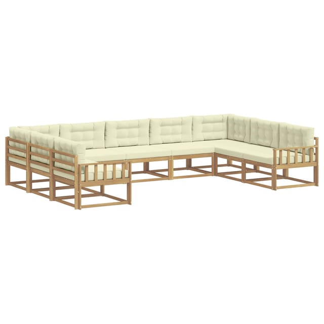 vidaXL Outdoor-Sofagarnitur mit Kissen 9 Stk Weiß und Creme 3387029