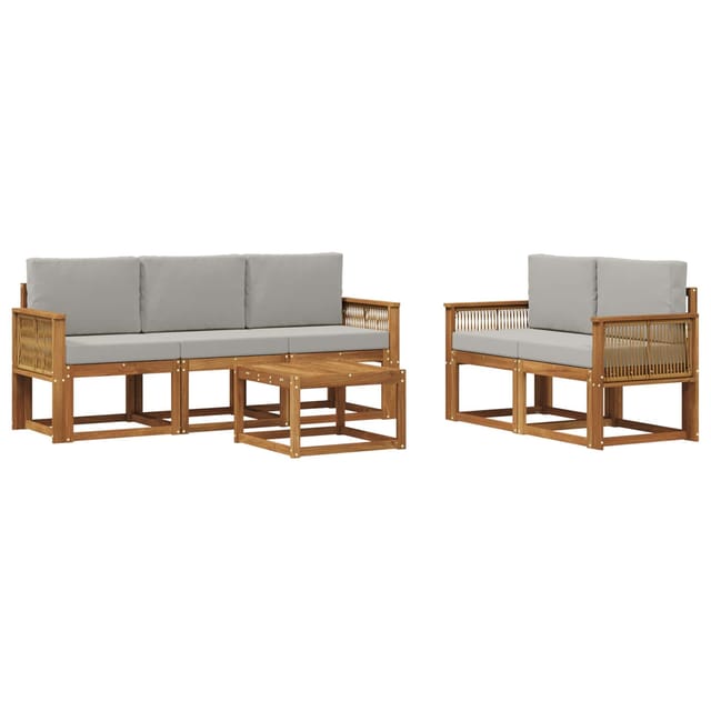 vidaXL Outdoor-Sofagarnitur 6 Stk Natur und Hellgrau Polyester 3384997