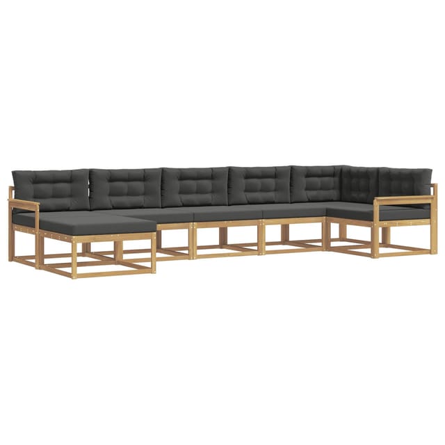 vidaXL Outdoor-Sofagarnitur mit Kissen 7 Stk Weiß und Anthrazit 3386751