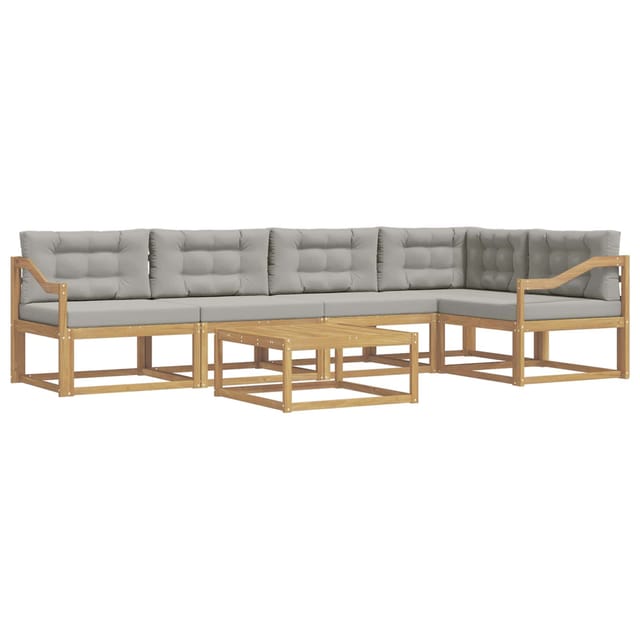 vidaXL Outdoor-Sofagarnitur 6 Stk Weiß und Hellgrau 79 x 79 x 37 cm 3386495