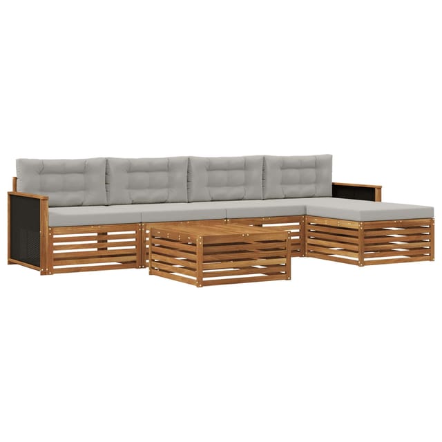 vidaXL Outdoor-Sofagarnitur 6 Stk Natur und Hellgrau 3383254