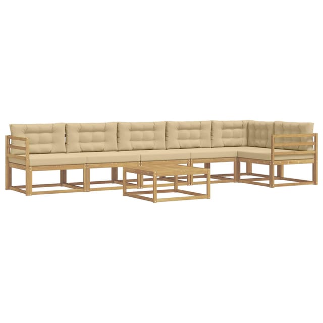 vidaXL Outdoor-Sofagarnitur 7 Stk Weiß und Beige 79 x 79 x 37 cm 3386537