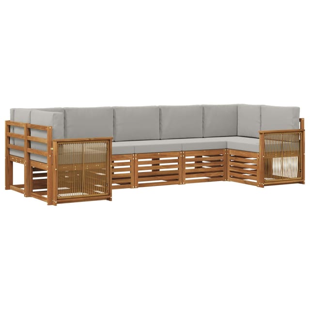 vidaXL Ecksofa Set mit Kissen 6 Stk Natur und Hellgrau 3384807