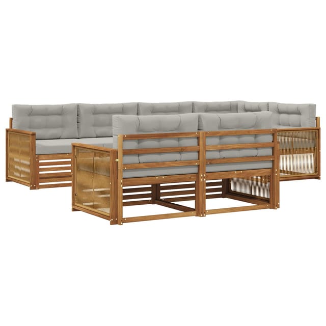vidaXL Outdoor-Sofagarnitur mit Kissen 7 Stk Natur und Hellgrau 3383479