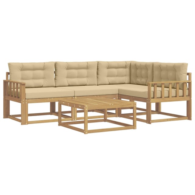 vidaXL Outdoor-Sofagarnitur 5 Stk Weiß und Beige 79 x 79 x 37 cm 3386407