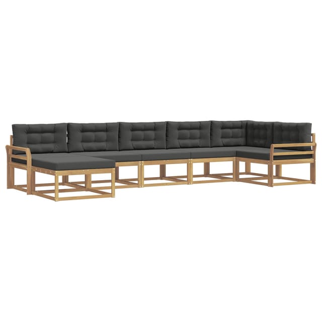vidaXL Outdoor-Sofagarnitur mit Kissen 7 Stk Weiß und Anthrazit 3386761