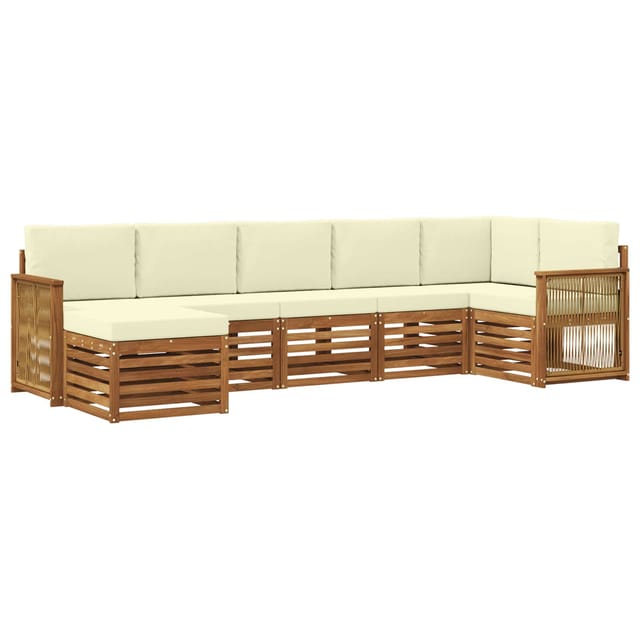 vidaXL Ecksofa Set mit Kissen 6 Stk Natur und Creme 3384626