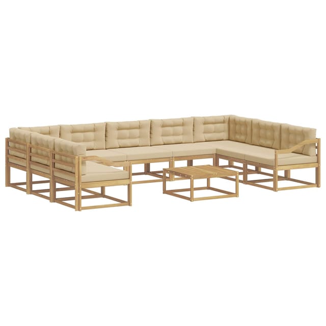 vidaXL Outdoor-Sofagarnitur mit Kissen 10 Stk Weiß und Beige 3387087