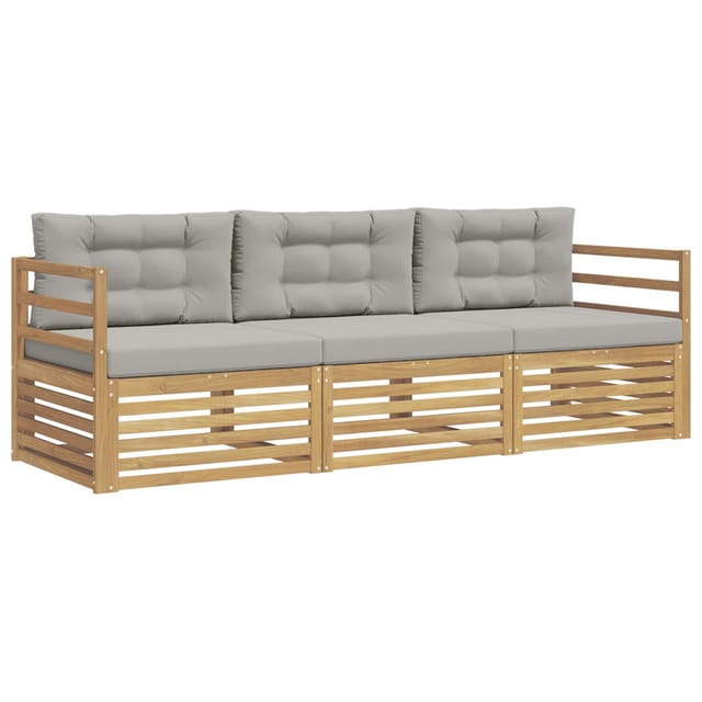 vidaXL Outdoor-Sofagarnitur 3 Stk Weiß und Hellgrau Polyester 3389946