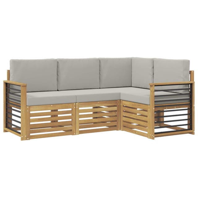 vidaXL Sofagarnituren 4 Stk Weiß und Hellgrau 187,5 x 128,5 x 73 cm 3391766