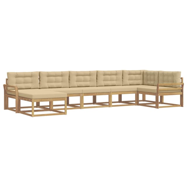 vidaXL Outdoor-Sofagarnitur mit Kissen 7 Stk Weiß und Beige 3386762