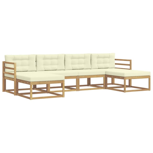 vidaXL Outdoor-Sofagarnitur mit Kissen 6 Stk Weiß und Creme 3386814