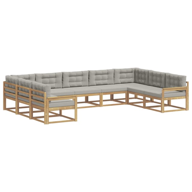 vidaXL Outdoor-Sofagarnitur mit Kissen 9 Stk Weiß und Hellgrau 3387025