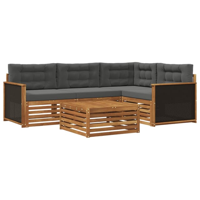 vidaXL Outdoor-Sofagarnitur 5 Stk Natur und Anthrazit 79 x 79 x 37 cm 3383315