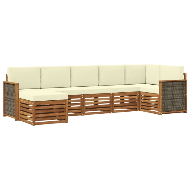 vidaXL Ecksofa Set mit Kissen 6 Stk Natur und Creme 3384616