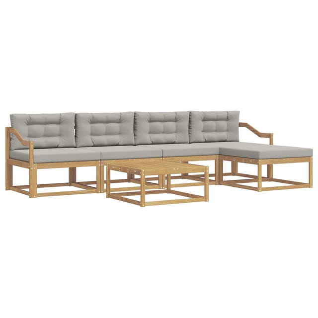 vidaXL Outdoor-Sofagarnitur 6 Stk Weiß und Hellgrau 79 x 79 x 37 cm 3386355