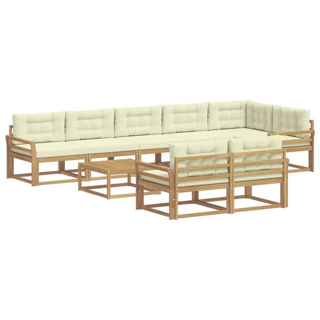 vidaXL Outdoor-Sofagarnitur 9 Stk Weiß und Creme 79 x 79 x 37 cm 3386654