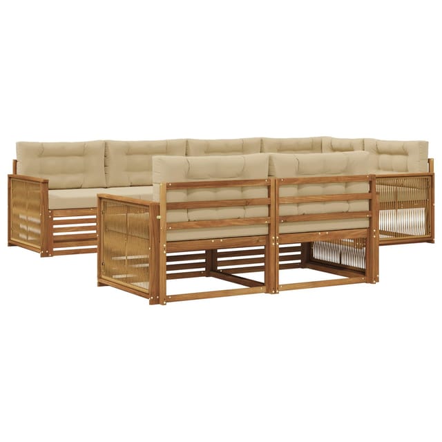 vidaXL Outdoor-Sofagarnitur mit Kissen 7 Stk Natur und Beige 3383481