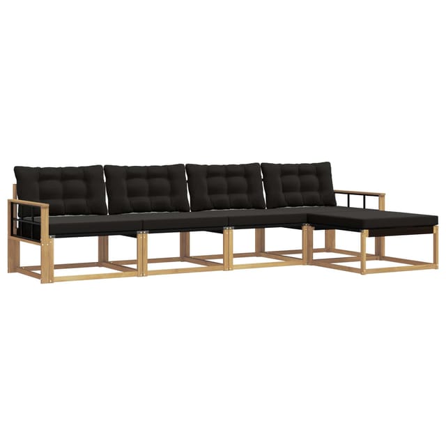 vidaXL Outdoor-Sofagarnitur mit Kissen 5 Stk Weiß und Schwarz 3388594