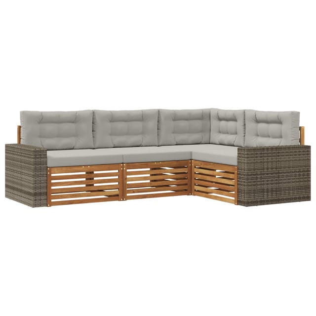 vidaXL Outdoor-Sofagarnitur 4 Stk Natur und Hellgrau 3383309
