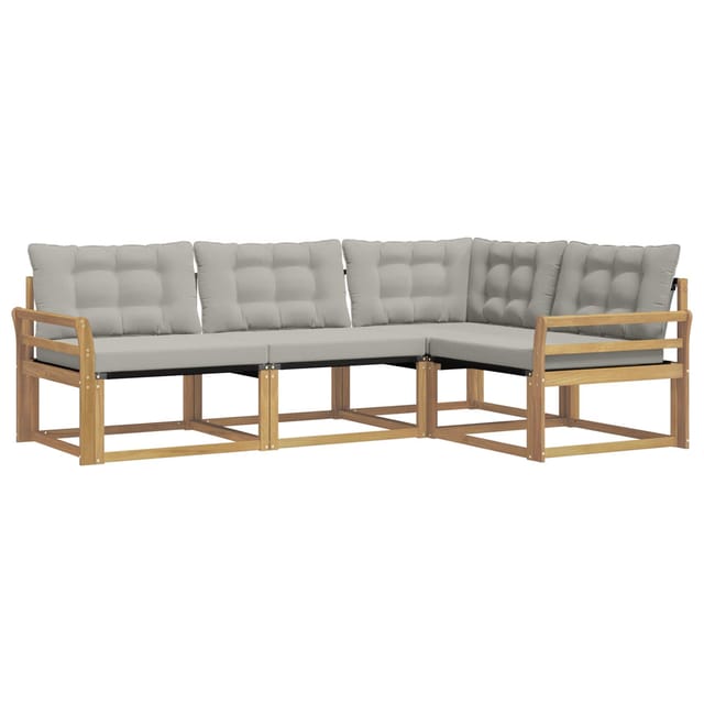 vidaXL Outdoor-Sofagarnitur mit Kissen 4 Stk Weiß und Hellgrau 3388637