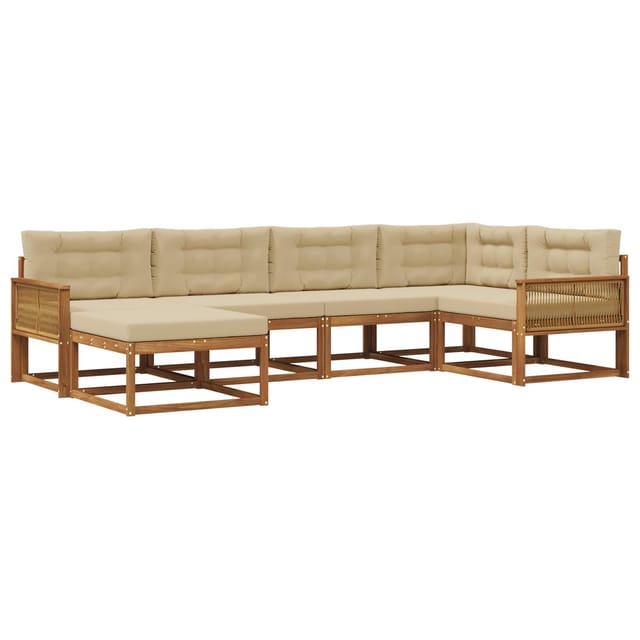 vidaXL Outdoor-Sofagarnitur mit Kissen 6 Stk Natur und Beige 3382711