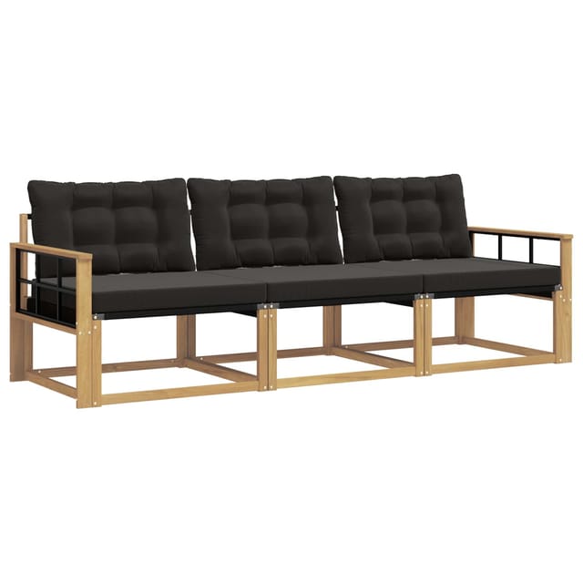 vidaXL Outdoor-Sofagarnitur mit Kissen 3 Stk Weiß und Schwarz 3388378