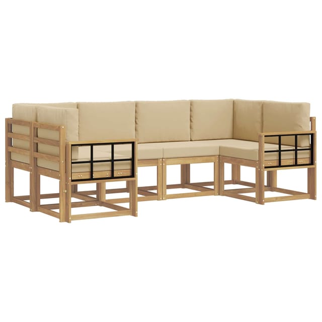 vidaXL Outdoor-Sofagarnitur mit Kissen 6 Stk Weiß und Beige 3388132