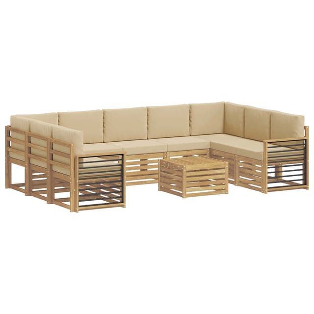 vidaXL Sofagarnituren 10 Stk Weiß und Beige 59 x 59 x 37 cm Polyester 3392558