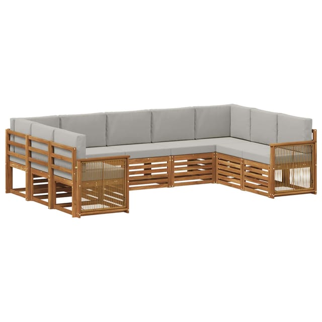 vidaXL Ecksofa Set mit Kissen 7 Stk Natur und Hellgrau 3384837