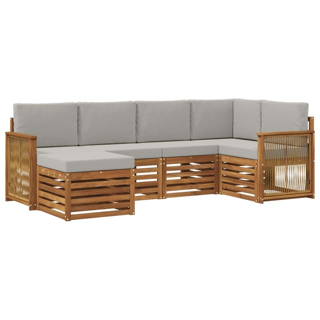 vidaXL Ecksofa Set mit Kissen 5 Stk Natur und Hellgrau 3384567