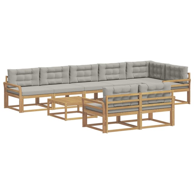 vidaXL Outdoor-Sofagarnitur 9 Stk Weiß und Hellgrau 79 x 79 x 37 cm 3386655
